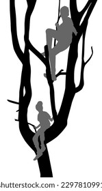 Niños en el árbol, ilustración del vector de concepto