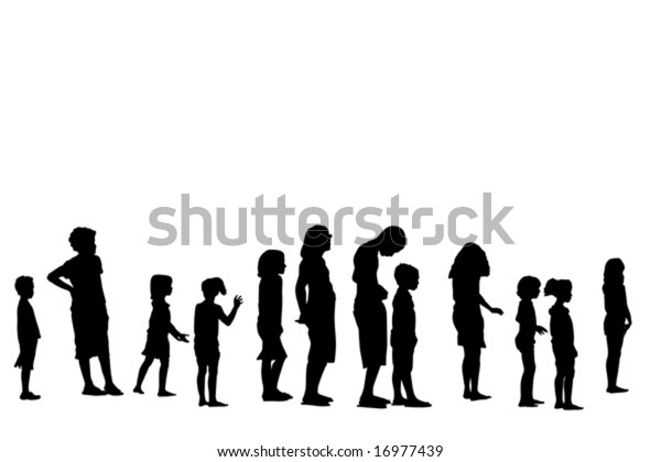 Children On Vacations Standing Line Stock Vector (Royalty Free ...