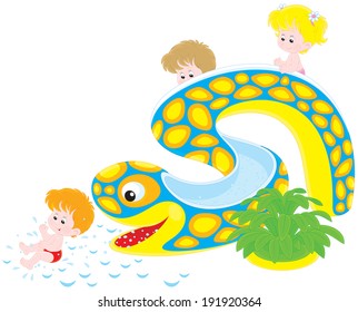 Children on a waterslide