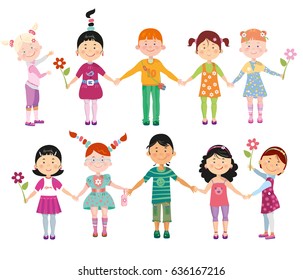 Children on a white background