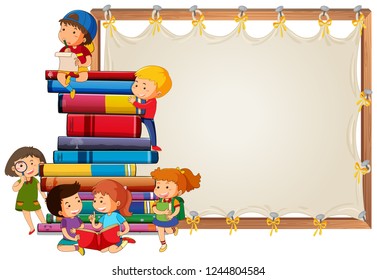 Children on wooden board illustration