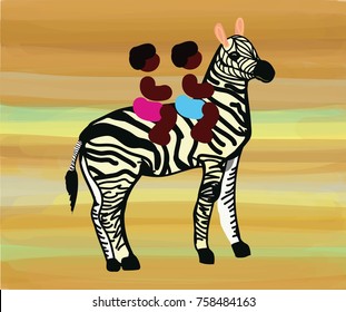 children on zebra