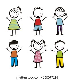 Children Over White Background Drawing Vector Stock Vector (Royalty ...