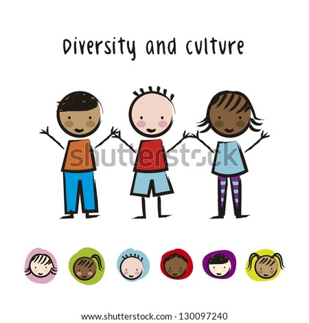 children over white background, drawing. vector