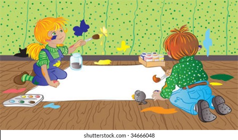 Children are painting