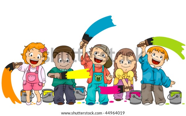 Children Painting Vector Stock Vector (Royalty Free) 44964019