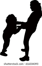 children palying, silhouette vector
