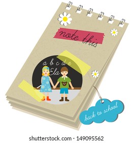 Children paper scrapbook. School design.