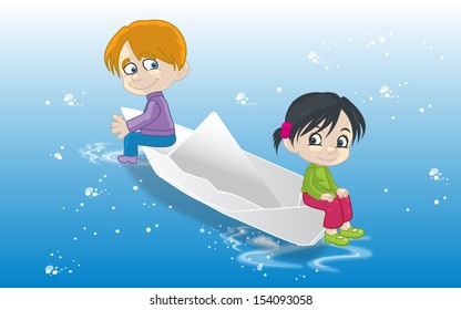 children paper ship