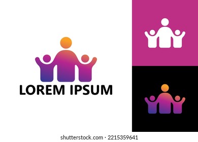 Children and parent logo template design vector