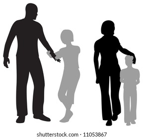 children parents silhouette