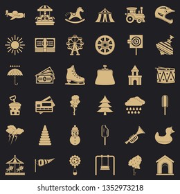 Children park icons set. Simple style of 36 children park vector icons for web for any design