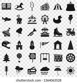 Children park icons set. Simple style of 36 children park vector icons for web for any design