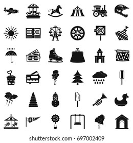 Children park icons set. Simple style of 36 children park vector icons for web isolated on white background