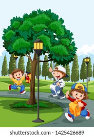 Children in the park illustration