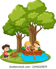 Children at the park isolated illustration