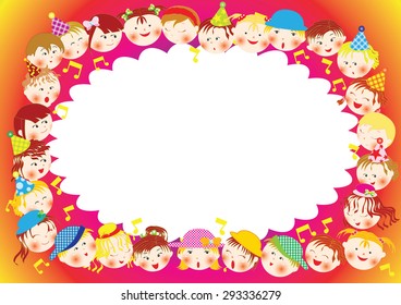 children in the party with blank border 