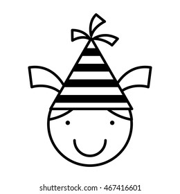 children with party hat celebration vector illustration design