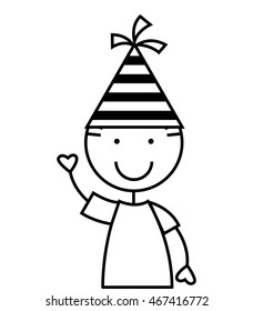 children with party hat celebration vector illustration design