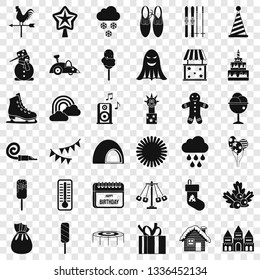 Children party icons set. Simple style of 36 children party vector icons for web for any design