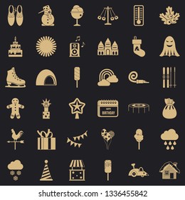 Children party icons set. Simple style of 36 children party vector icons for web for any design