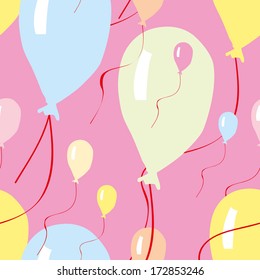 Children party style vector pattern made with different color ballons