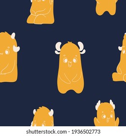 Children pattern of cute monsters. Seamless pattern for fabric, paper, wrapping and other