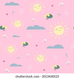 Children pattern for girls vector flat illustration