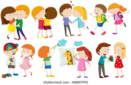 Children And People In Love Illustration