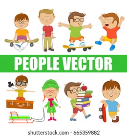 Children. People vector with various characters