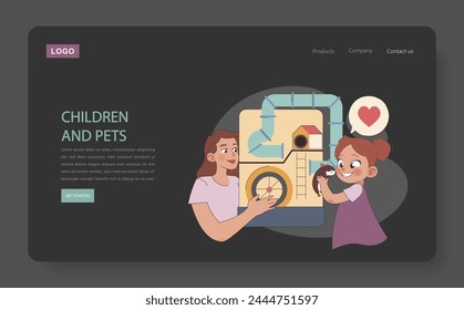 Children and Pets concept. A girl shares a tender moment with her pet hamster, showcasing the bond between children and pets.