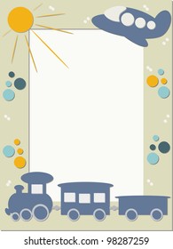 Children photo frame with trains