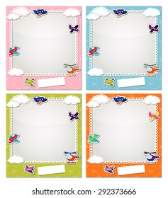 Children photo frames with the aircraft and clouds