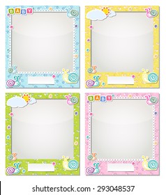 Children photo frames with snails and flowers