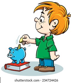 Children and piggy bank