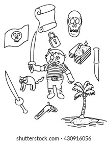 Children pirate doodle vector art