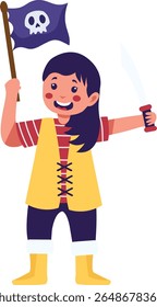 Children Pirate Illustration with Cartoon Design. Vector Character