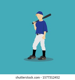 children play baseball in the baseball field in flat style illustration