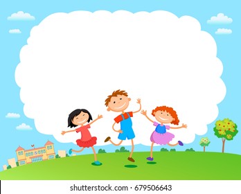 children play clouds design over sky background vector illustration