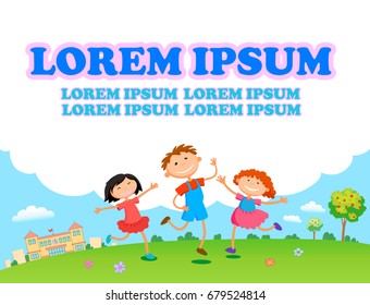 children play clouds design over sky background vector illustration