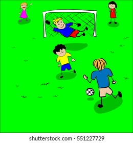 Children play football vector