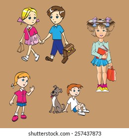 children play, go to school vector