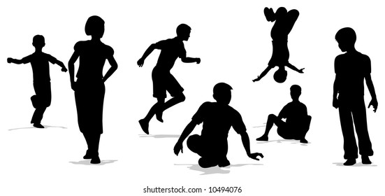 Children Play Group Silhouette Vector Stock Vector (Royalty Free ...