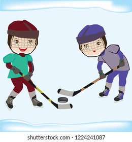 Children Play Hockey Winter Sports Stock Vector (Royalty Free ...