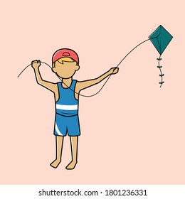 Los niños juegan al vector de imágenes de Kites