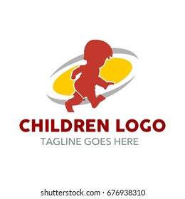 Children play and learn with joy logo template