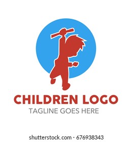 Children play and learn with joy logo template