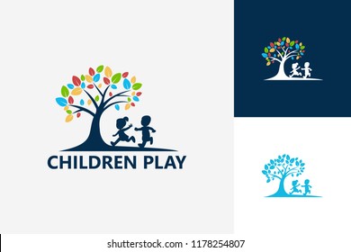 Children Play Logo Template Design Vector, Emblem, Design Concept, Creative Symbol, Icon