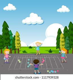 Children Play Math Game at Park illustration