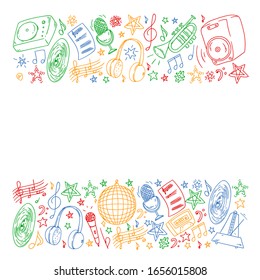 Children play music. Musical education, theatre, school.